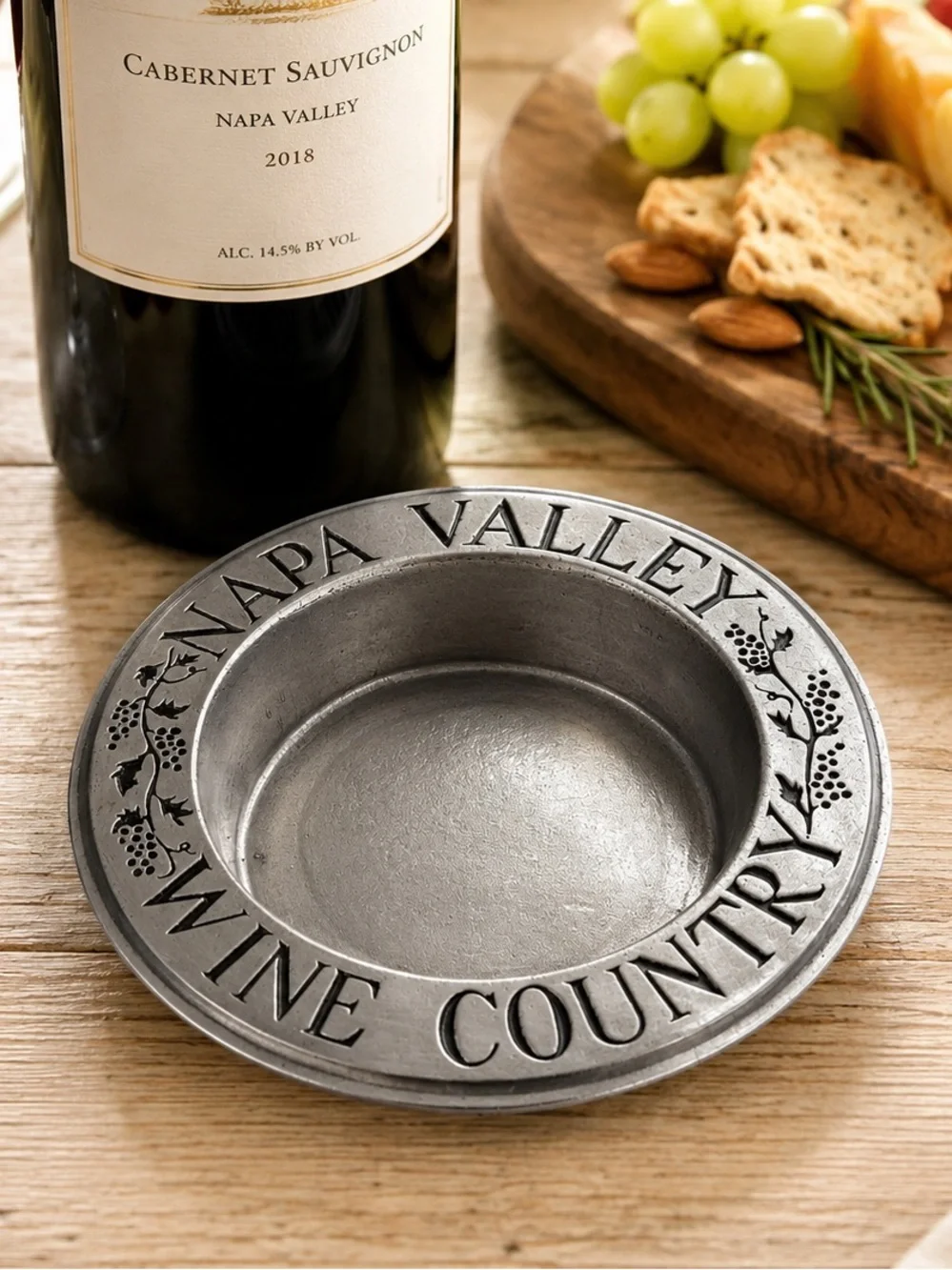 Vintage Wilton Armetale Napa Valley Wine Country Wine Bottle Coaster Grapevine